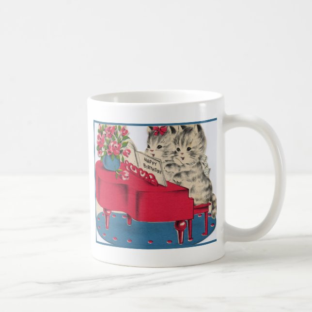 Musikalische Geburtstags-Kätzchen Kaffeetasse (Rechts)
