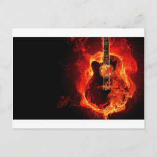 musikalische Gitarre flammt Feuernotentanz Destiny Postkarte