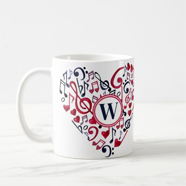 Musikalische Herznotizen Clefs Music Liebe Monogra Kaffeetasse (Links)
