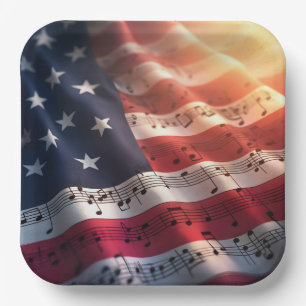 Musikalische Hinweise auf einer amerikanischen Fla Pappteller