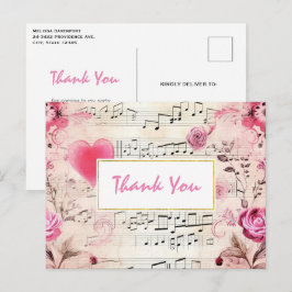 Musikalische Hinweise und Rose Vintages Design Vie Postkarte