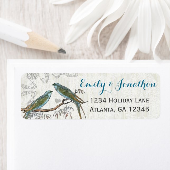 Musikalische Holztextur Vintage Vogelmarken (Insitu)