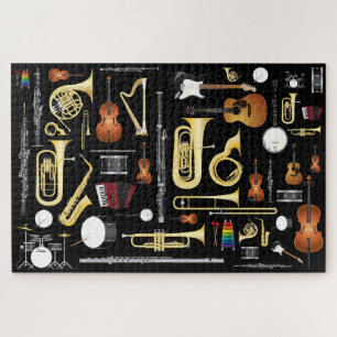 Musikalische Instrumente Collage Musician Gift Puzzle