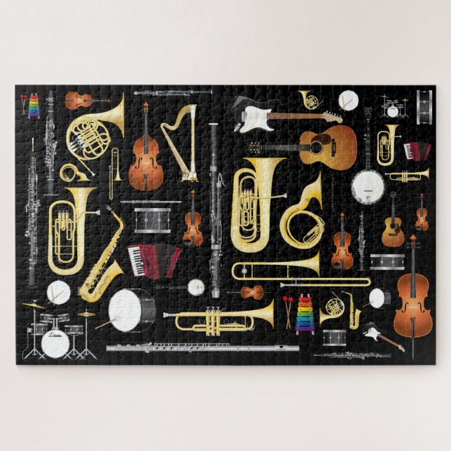 Musikalische Instrumente Collage Musician Gift Puzzle (Horizontal)