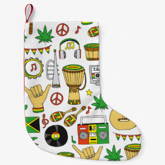 Musikalische Instrumente nahtlos Muster. Reggae Ba Kleiner Weihnachtsstrumpf