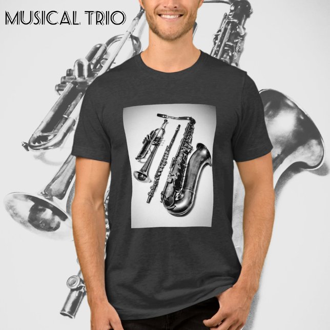 Musikalische Instrumente Trumpet Flure Saxophon Tri-Blend Shirt (Von Creator hochgeladen)
