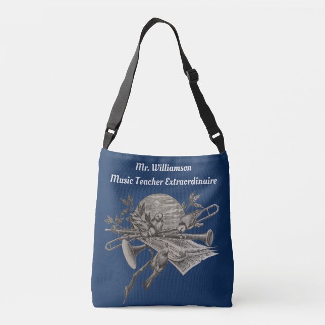 Musikalische Instrumentenmusiklehrerin Tragetaschen Mit Langen Trägern (Rückseite)