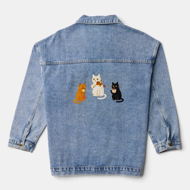 Musikalische Katzen  Jeansjacke (Rückseite)