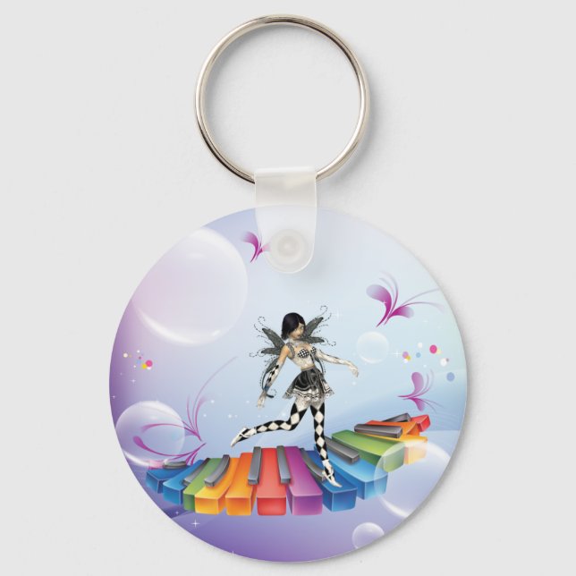 Musikalische Keyboard-Fee Schlüsselanhänger (Vorderseite)