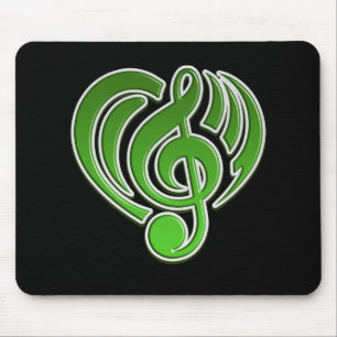 Musikalische Liebesvibrationen Grüner Herz Musikno Mousepad