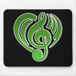 Musikalische Liebesvibrationen Grüner Herz Musikno Mousepad