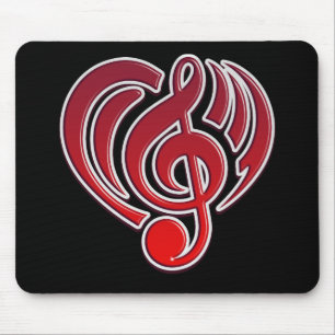 Musikalische Liebesvibrationen Rotes Herz Noten DJ Mousepad