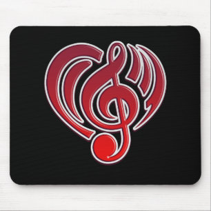 Musikalische Liebesvibrationen Rotes Herz Noten DJ Mousepad