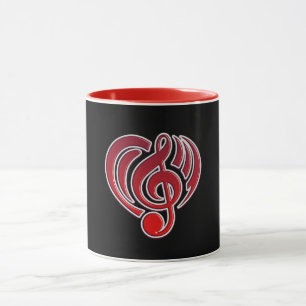 Musikalische Liebesvibrationen Rotes Herz Noten DJ Tasse