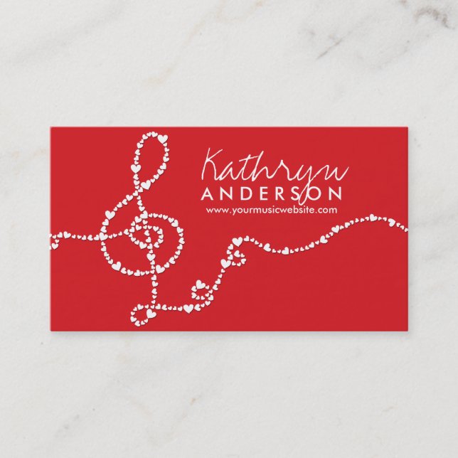 Musikalische Musik-Höhen-Liebe-rotes Visitenkarte (Vorderseite)