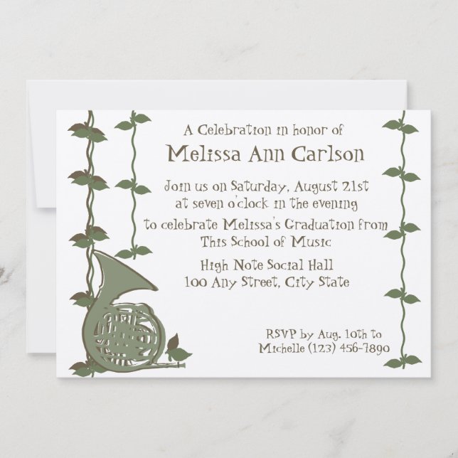 Musikalische Natur/ Französisches Horn Einladung (Vorderseite)