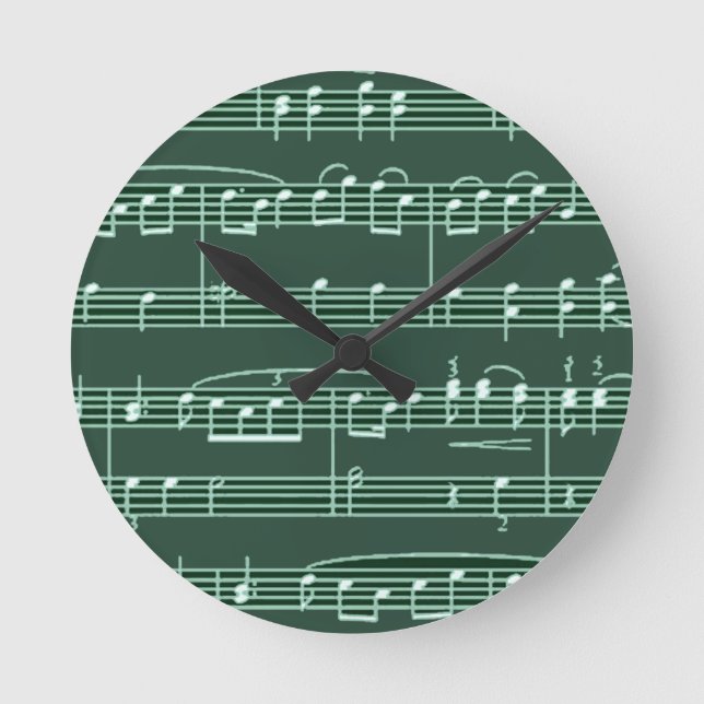 musikalische Note gemustert Runde Wanduhr (Vorderseite)