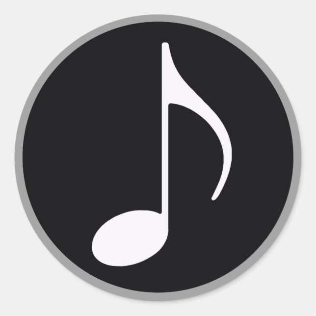musikalische Note ~ schwarz Runder Aufkleber (Vorderseite)