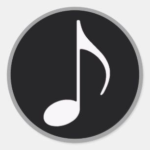 musikalische Note ~ schwarz Runder Aufkleber