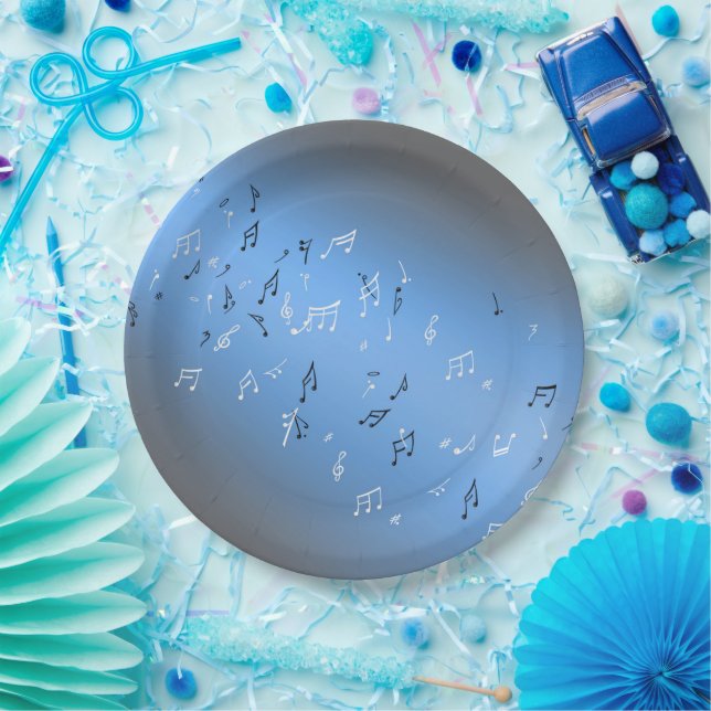 Musikalische Noten Blue Moon Paper Plate Pappteller (Party)