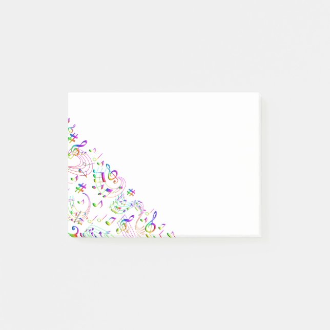 Musikalische Noten farbenfroh Post-it Klebezettel (Vorderseite)