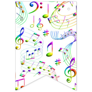 Musikalische Noten farbenfroh Wimpelkette
