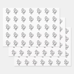 Musikalische Noten in schwarzem Glitzer Geschenkpapier Set