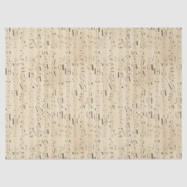 Musikalische Noten Noten Noten auf Tan Decoupage Seidenpapier (Vorderseite)