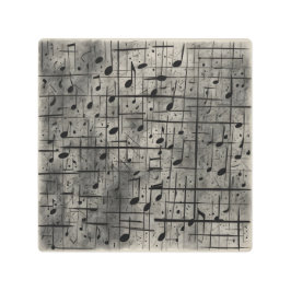 Musikalische Noten zur dunklen Holzkohlestruktur