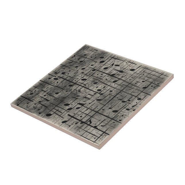 Musikalische Noten zur dunklen Holzkohlestruktur Fliese (Seite)