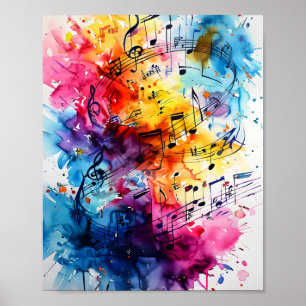Musikalische Notizen Aquarellmalerei Art Grafik De Poster