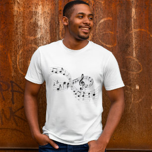 Musikalische Notizen auf einem Mens-T - Shirt der