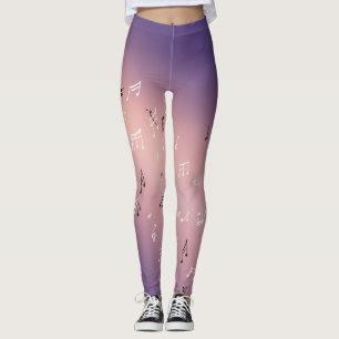 Musikalische Notizen im Mondlicht rosa lila Leggings