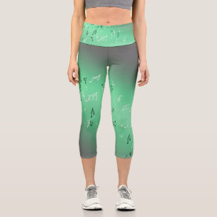 Musikalische Notizen im Mondschein grün Capri Leggings