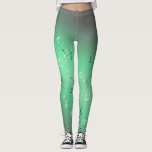 Musikalische Notizen im Mondschein grün Leggings