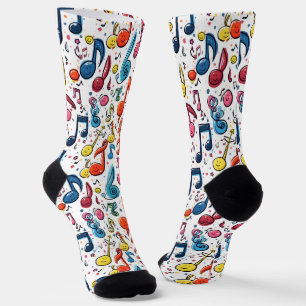Musikalische Notizen mit lustigen Gesichter Socken