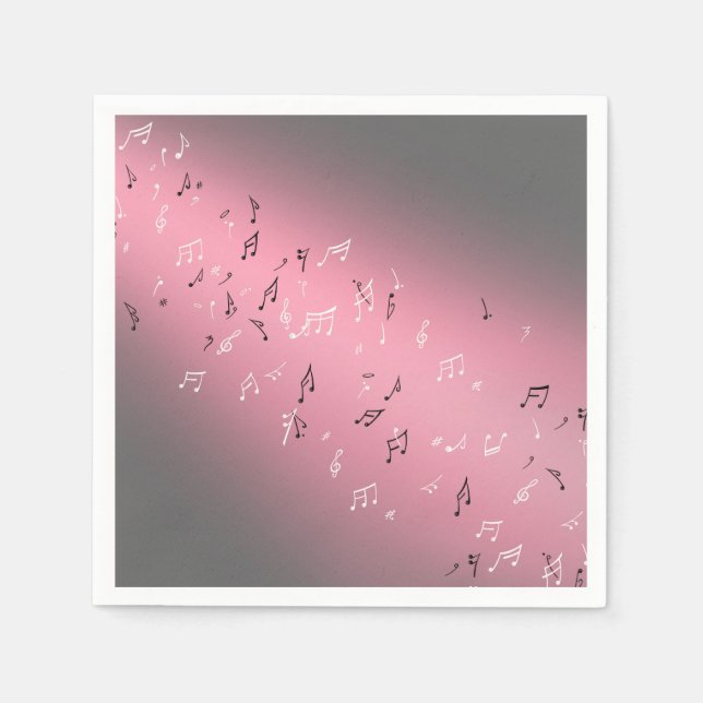 Musikalische Notizen Rosa Moon Serviette (Vorderseite)