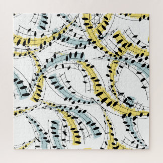 Musikalische Phrasen: fröhlicher weißer Hintergrun Puzzle