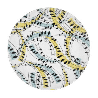 Musikalische Phrasen: fröhlicher weißer Hintergrun Schneidebrett