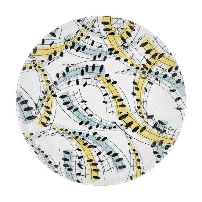 Musikalische Phrasen: fröhlicher weißer Hintergrun Schneidebrett (Vorderseite)