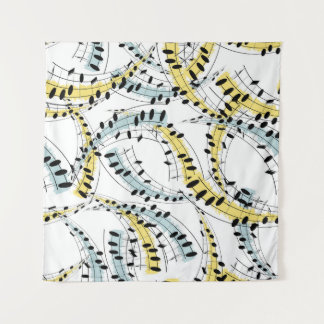 Musikalische Phrasen: fröhlicher weißer Hintergrun Wandteppich