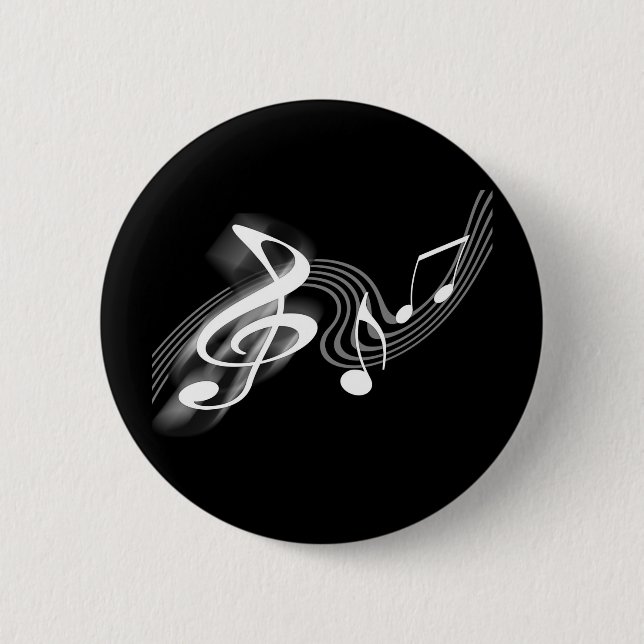 Musikalische Skala-Schwarzweiss-Knopf Button (Vorderseite)