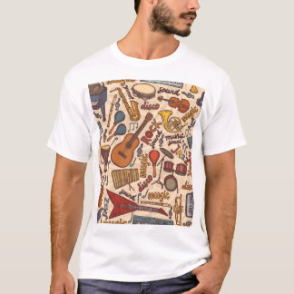 Musikalische Sketch: farbenfroh Vintag nahtlos. T-Shirt