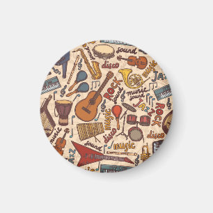 Musikalische Skizze: Farbige nahtlose Vintage-Stru Magnet