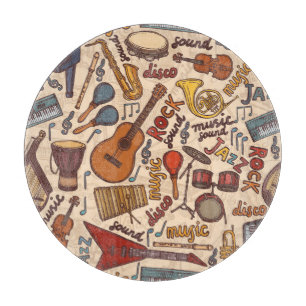 Musikalische Skizze: Farbige nahtlose Vintage-Stru Schneidebrett