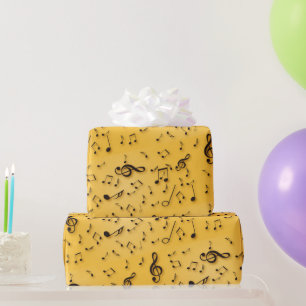 Musikalische Symbole auf Gold Geschenkpapier