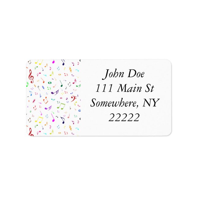 Musikalische Symbole in Regenbogenfarben Adressaufkleber (Vorne)