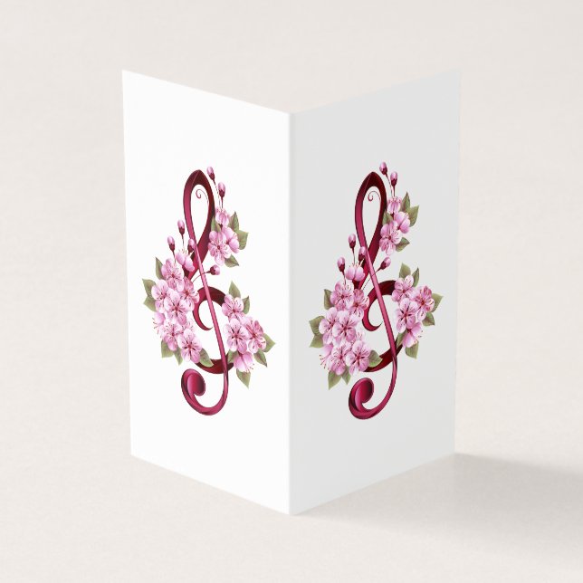 Musikalische Tischtennisnotizen mit Sakura-Blume (Vorderseite)