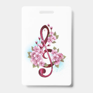 Musikalische Tischtennisnotizen mit Sakura-Blume Ausweis