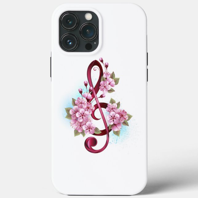 Musikalische Tischtennisnotizen mit Sakura-Blume Case-Mate iPhone Hülle (Rückseite)